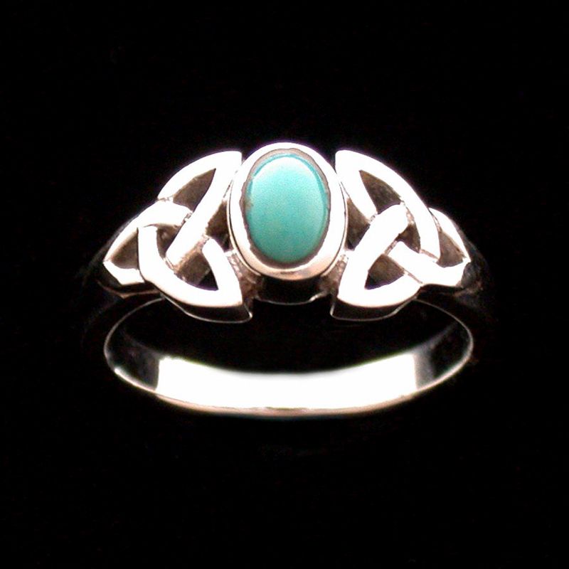 Sterling Triquetra Silver Celtic with Turquoise Ring #RS187TQ