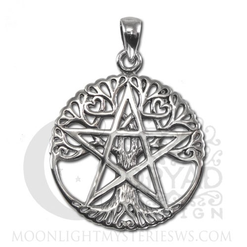 - Sterling Silver Cut Out Tree Pentacle Pendant #TP3180