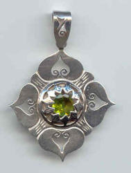 Stunning Lotus Heart Pendant with Peridot  