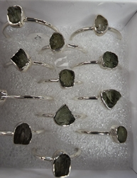 Rough Moldavite Chip Rings 