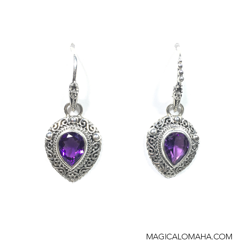 - Sterling Silver Amethyst Pear Shaped Earrings by Sarda #Sarda-Earin-3